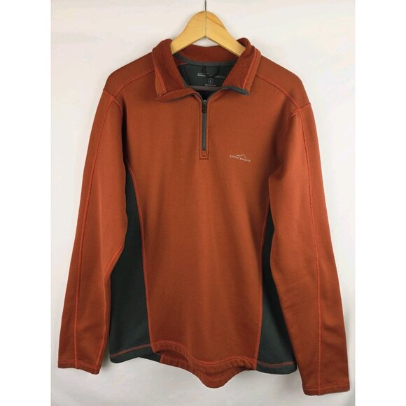 Eddie Bauer Sport Men's Sweatshirt Size Large Orange 1/4 Zip Long Sleeve Fleece - Picture 13 of 13